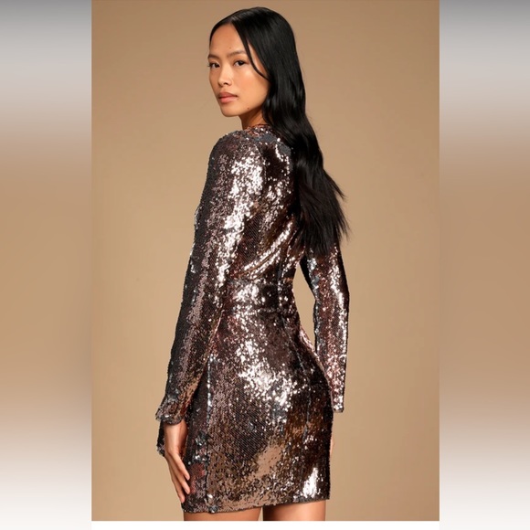 So Much to Celebrate Rose Gold Multi Reversible Sequin Dress NWT - Picture 7 of 7